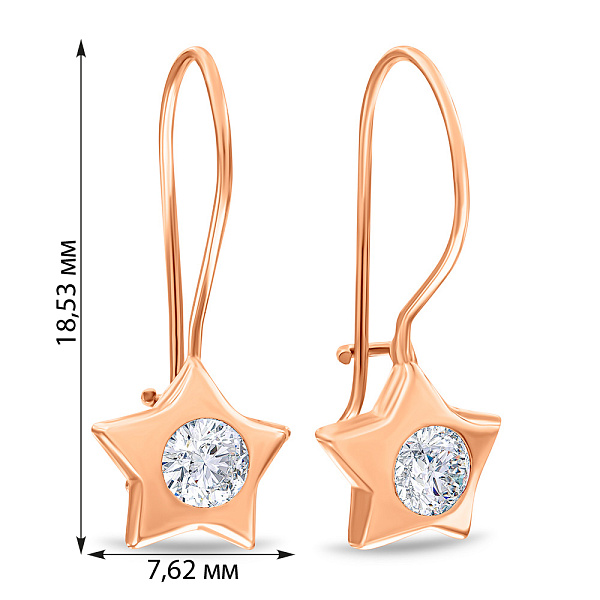 Серьги Звезды для детей из золота с фианитами (арт. 101263) – изображение 4