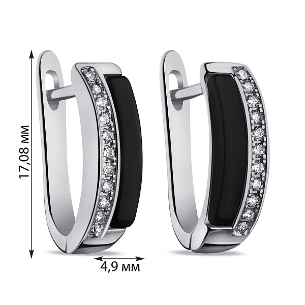 Сережки зі срібла з керамікою і фіанітами (арт. 7502/С2ФК/4000) – зображення 2