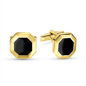 Золотые запонки с эмалью (арт. 210070жеч)