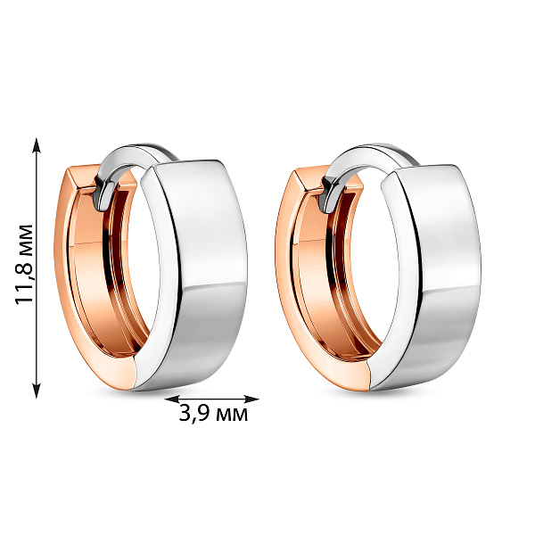Серьги-кольца из комбинированного золота (арт. 110448бк) – изображение 4