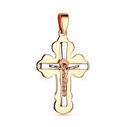 Хрестик з розп'яттям з червоного і білого золота (арт. 501381кб)
