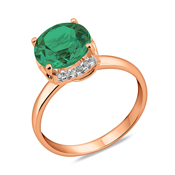 Золотое кольцо с кварцем и фианитами (арт. 141157Пз) – изображение 1