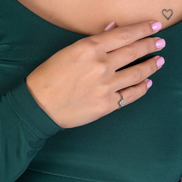 Кольцо Клевер из белого золота с россыпью бриллиантов (арт. К011509010б) – изображение 3