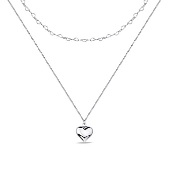 Фото Серебряное колье Сердце без камней (арт. 7507/1816)
