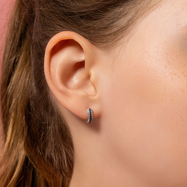 Золоті дитячі сережки з синіми фіанітами  (арт. 110317с) – зображення 3