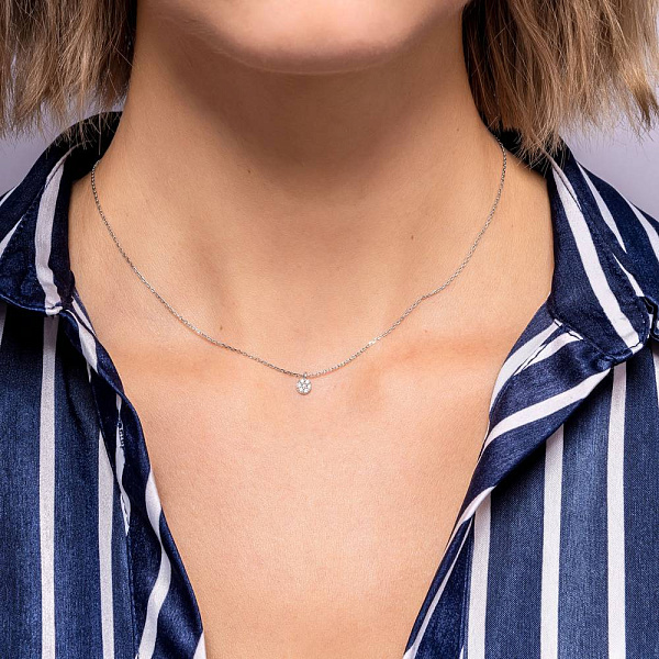 Кольє з білого золота з розсипом діамантів (арт. Ц011283005б) – зображення 3