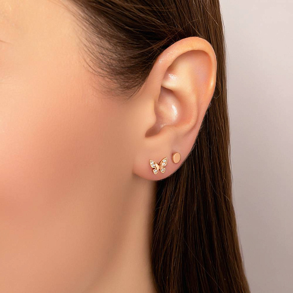 Золотые серьги пусеты «Монеты» (арт. 110621) – изображение 2