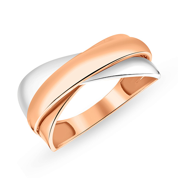 Кольцо из красного и белого золота без камней (арт. 154943кб) – изображение 1
