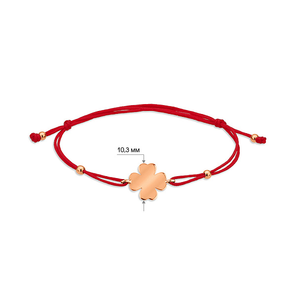 Браслет на червоній нитці з золотими вставками (арт. 4103144101) – зображення 4