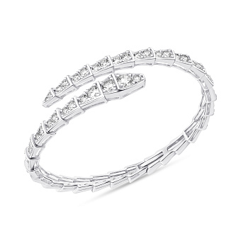 Серебряный жесткий браслет Змея с фианитами (арт. 7509/2182672)