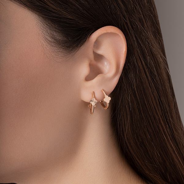 Серьги-кольца из красного золота без камней (арт. 1092236) – изображение 2