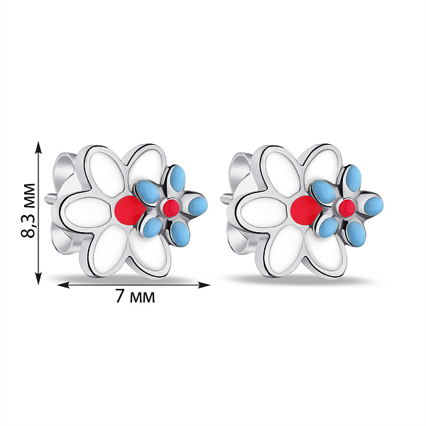 Серебряные серьги пусеты с эмалью (арт. 7518/6805ебг) – изображение 4