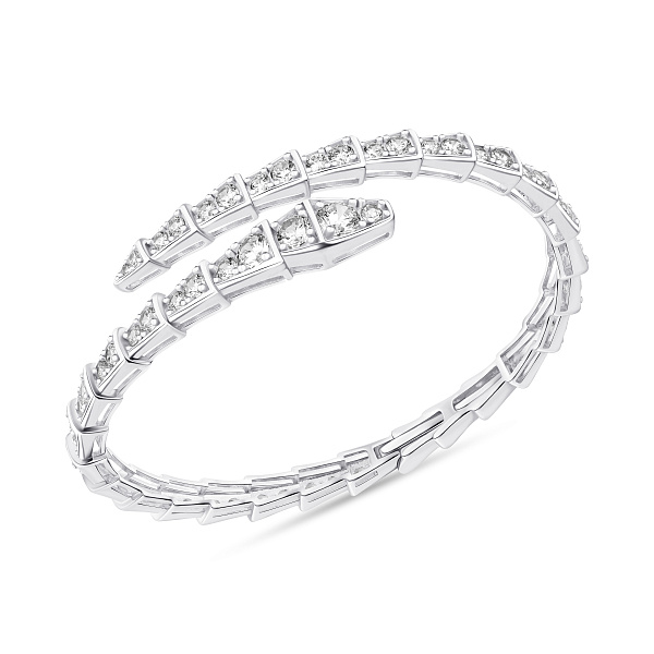 Серебряный жесткий браслет Змея с фианитами (арт. 7509/2182672) – изображение 1