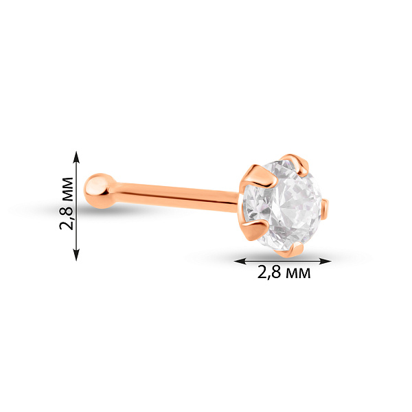 Золотий пірсинг в ніс з фіанітом (арт. 130092) – зображення 2