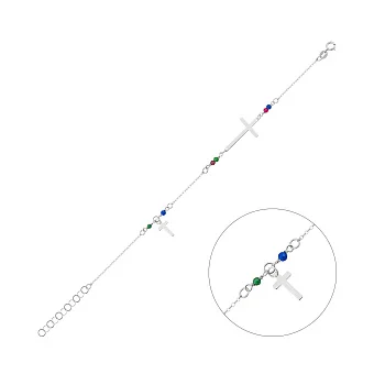 Золотий браслет Хрестик з фіанітами (арт. 326996бцв)