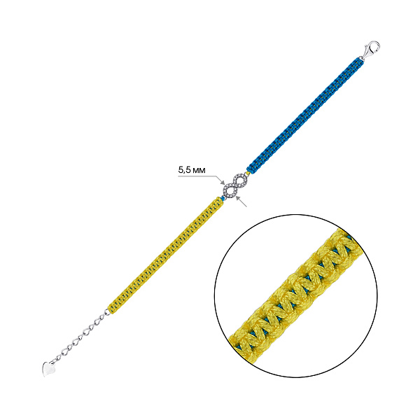 Браслет на нити с серебряными вставками и фианитами (арт. 7309/4735гж) – изображение 2