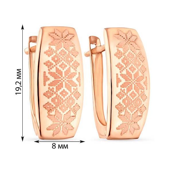 Серьги из красного золота с орнаментом (арт. 121625) – изображение 3