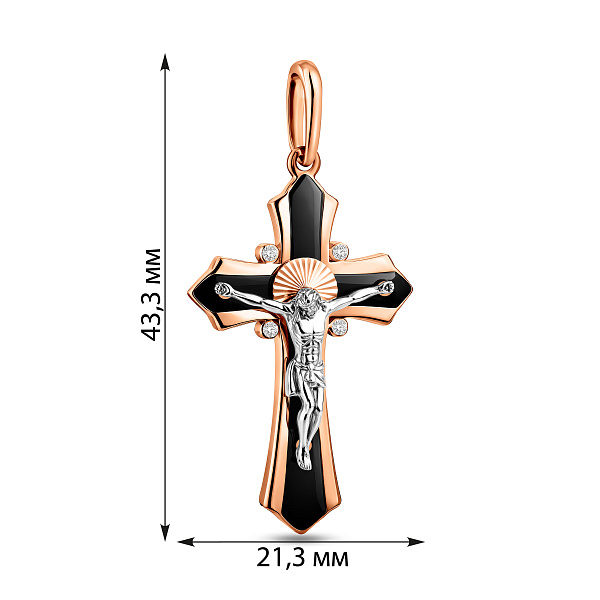 Золотой нательный крестик с распятием и фианитами (арт. 501044ч) – изображение 5