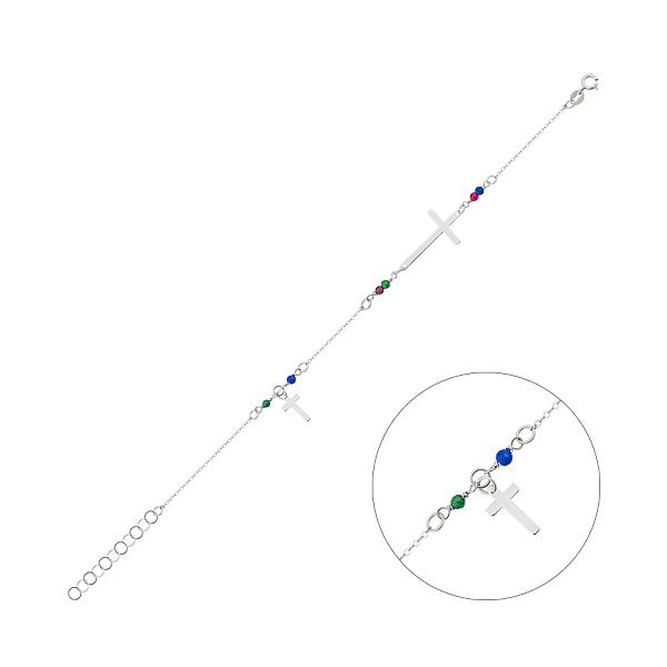 Золотий браслет Хрестик з фіанітами (арт. 326996бцв) – зображення 1