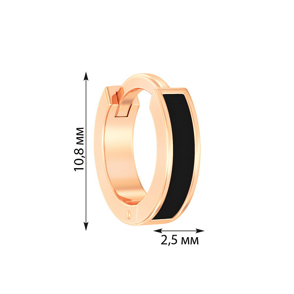 Одинарна сережка з червоного золота з емаллю (арт. 110653чЯ) – зображення 3