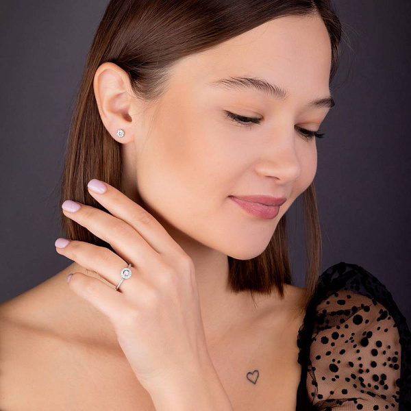 Золота каблучка з діамантами (арт. К341370030б) – зображення 3