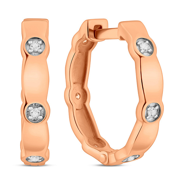 Золотые серьги-кольца с фианитами (арт. 111147) – изображение 1