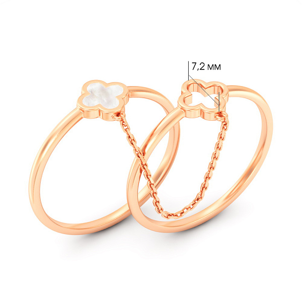 Подвійна золота каблучка з емаллю (арт. 1401080еп) – зображення 2