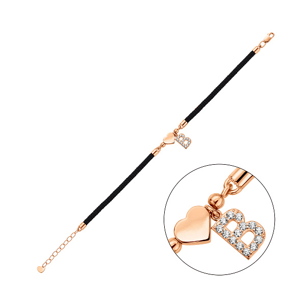 Браслет на нитці з золотими вставками (арт. 340133ч) – зображення 1