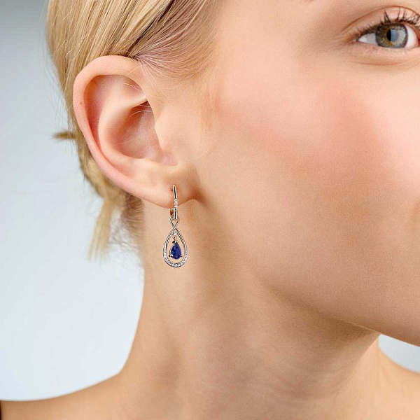 Сережки из золота с сапфиром и бриллиантами (арт. С011108с) – изображение 4