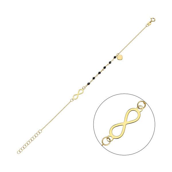 Браслет "Бесконечность" из желтого золота с ониксом (арт. 325404жо) – изображение 1