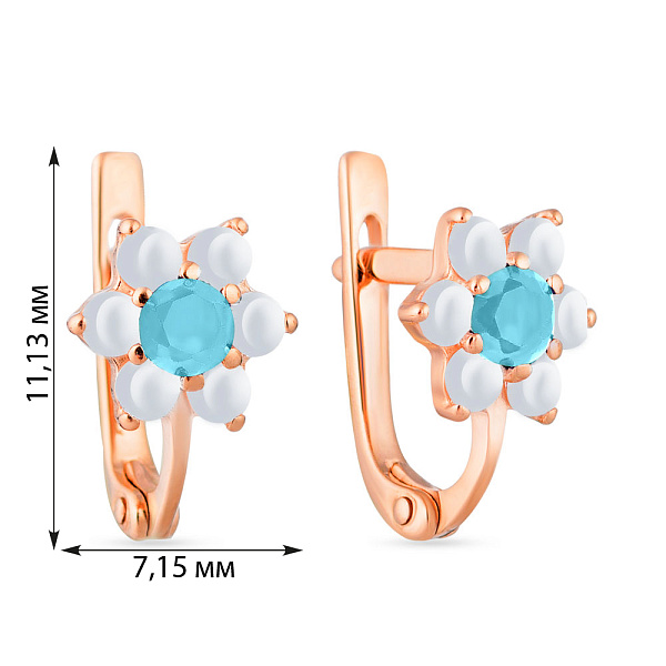 Дитячі золоті сережки «Квіточки» з фіанітами (арт. 110154дю) – зображення 2