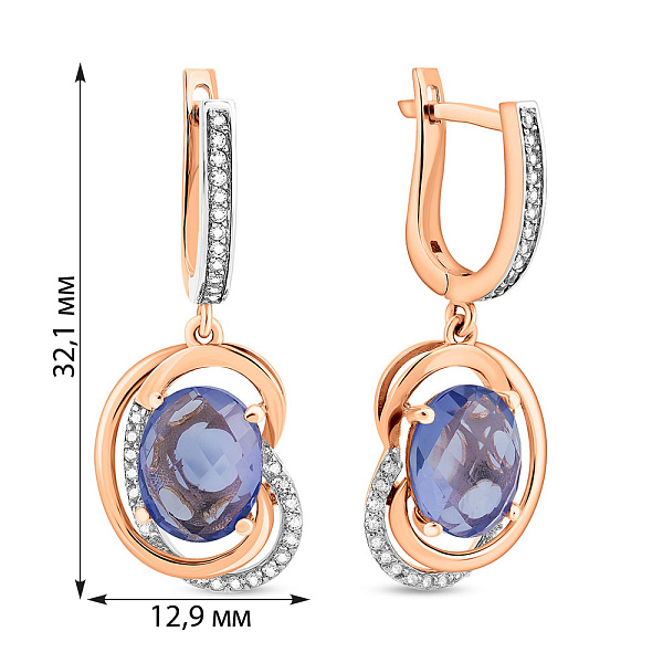 Золотые серьги с кварцем и фианитами (арт. 103300Пкф) – изображение 4