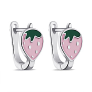 Фото Серебряные детские серьги Клубника с эмалью (арт. 7502/9689ерз)