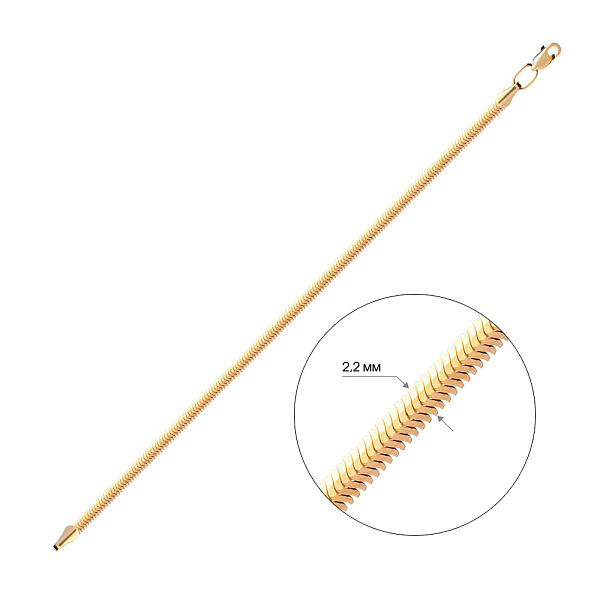 Золотой цепочный  браслет на руку плетения Снейк (арт. 314202ж) – изображение 2
