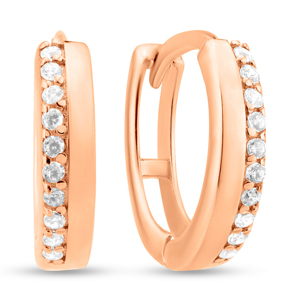 Сережки-кільця золоті з фіанітами (арт. С-АНГ8-11) – зображення 1