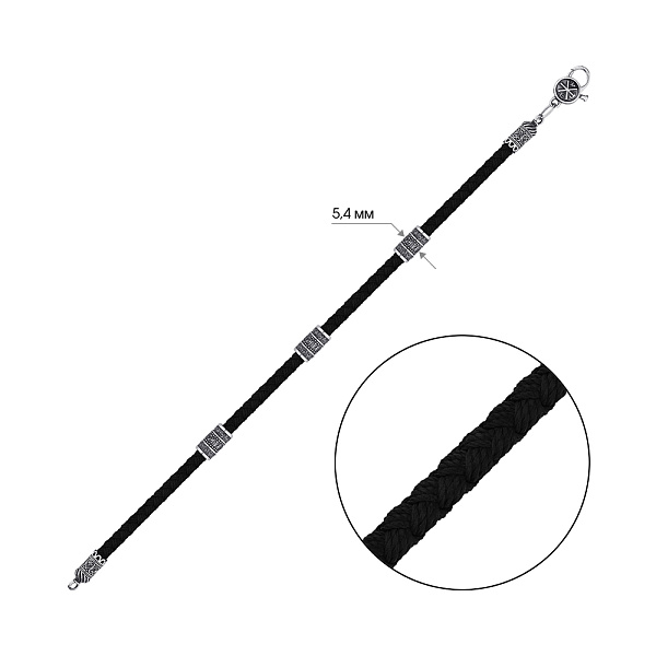 Браслет з шовкової нитки зі срібними вставками (арт. 7909/268брю) – зображення 2