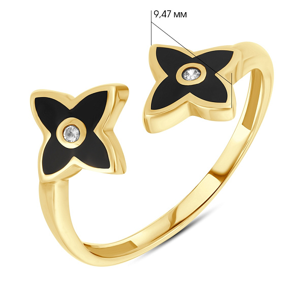 Кольцо из желтого золота с эмалью (арт. 154450жеч) – изображение 3