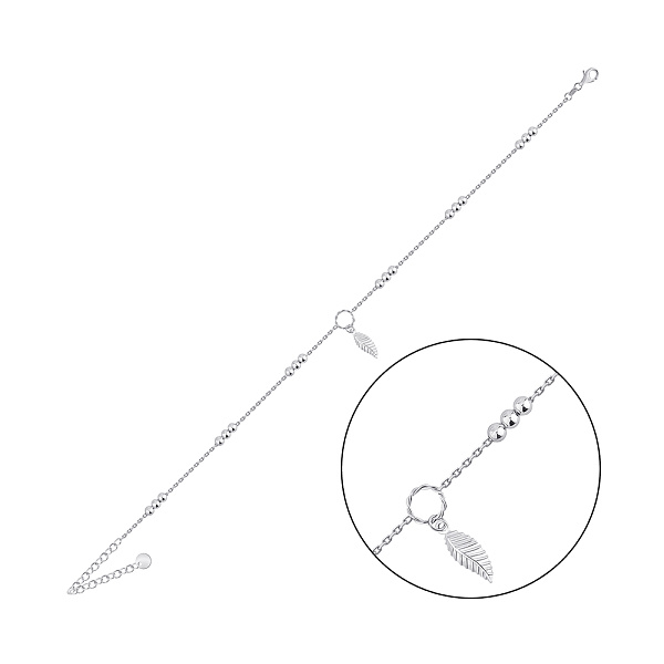 Срібний браслет на ногу Перо (арт. 7509/5005н) – зображення 1