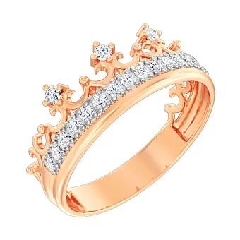Золотое кольцо Корона с фианитами (арт. 140691)