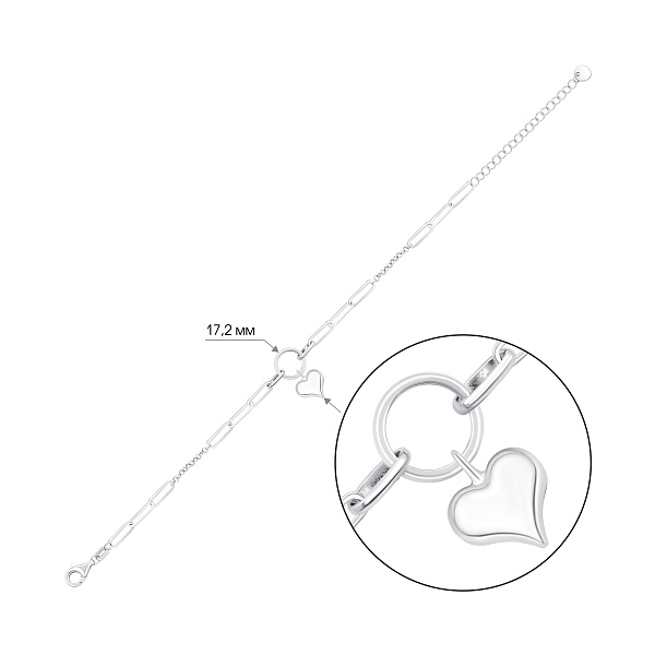 Серебряный браслет с подвеской сердечко (арт. 7509/5348) – изображение 2