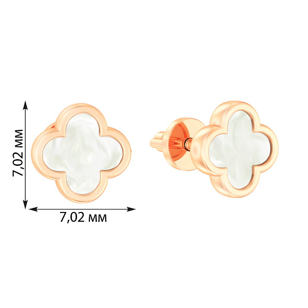 Золотые серьги пусеты с эмалью (арт. 111087/1еп) – изображение 3