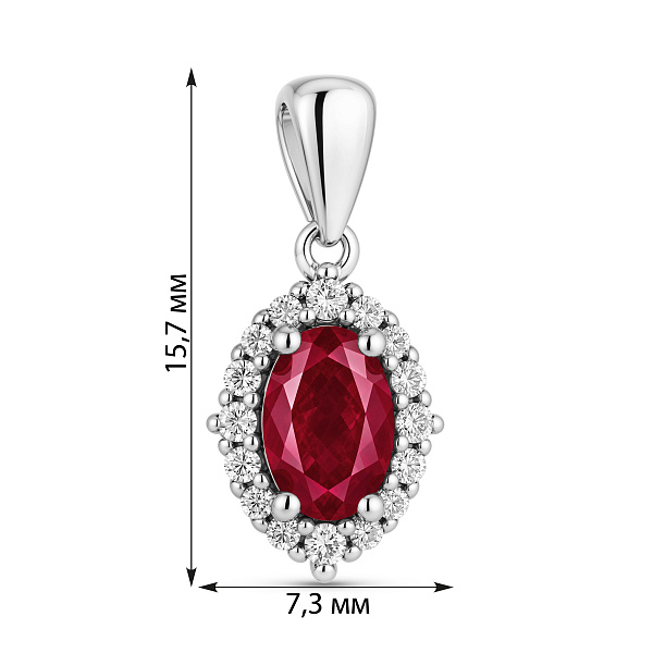 Серебряная подвеска с рубином и фианитами (арт. 7503/4913Р) – изображение 2