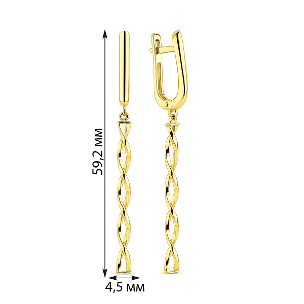 Довгі золоті сережки без каменів (арт. 106313ж) – зображення 2