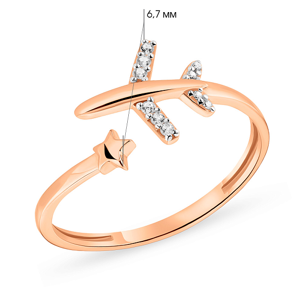 Золота незамкнена каблучка "Мрія" з фіанітами (арт. 141197) – зображення 3