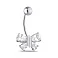 Серебряный пирсинг для пупка "Бабочка" (арт. 7512/7002р) – изображение 1