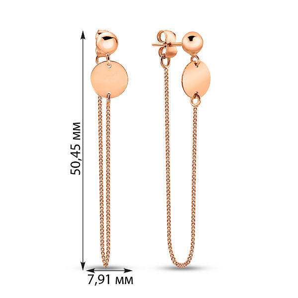 Золотые серьги Монеты с цепочкой (арт. 109521) – изображение 2