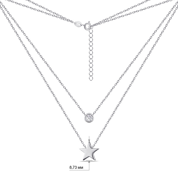 Серебряное колье "Звезда" с фианитом (арт. 7507/1275) – изображение 3