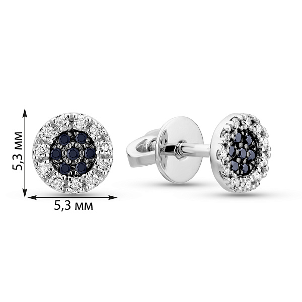 Пусети з білого золота з діамантами та сапфірами (арт. Т011658бс) – зображення 3