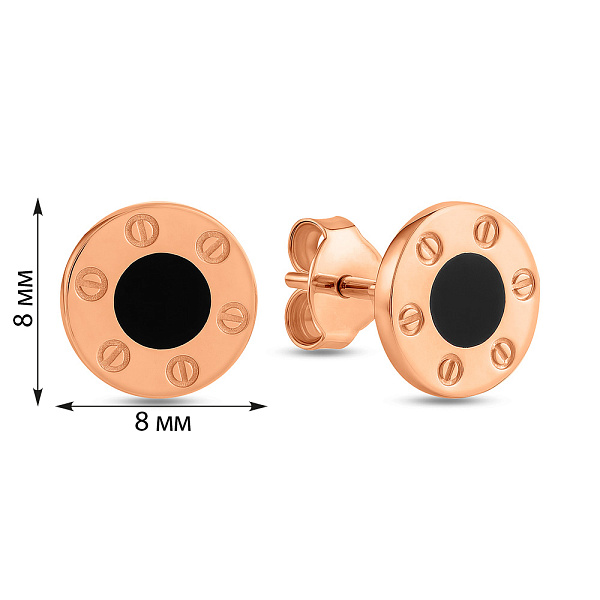 Золотые серьги-пусеты с ониксом (арт. 106899/8о) – изображение 2