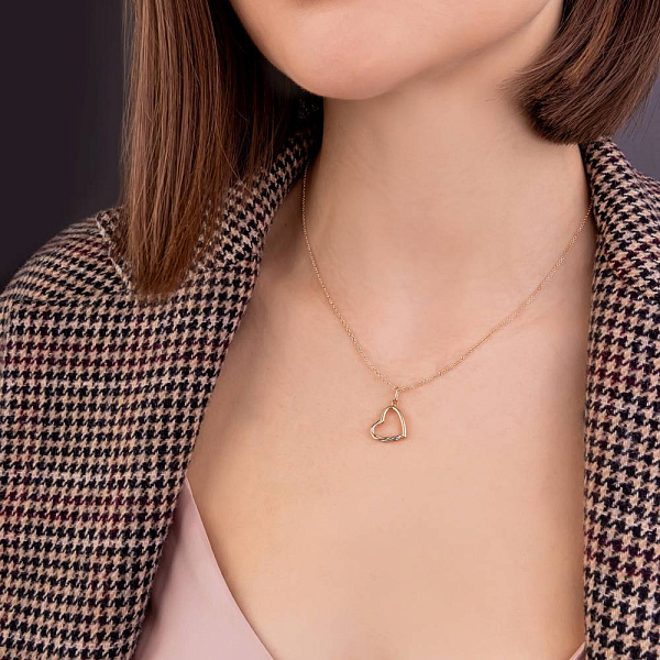 Золотой кулон Сердце с родированием (арт. 424506р) – изображение 3